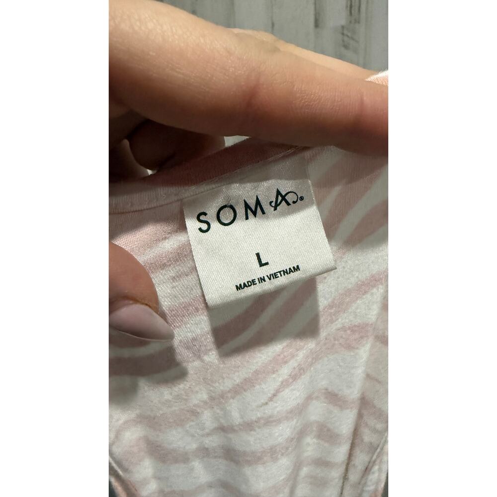 Soma Women’s Sleeveless Zebra-Print Sleep Dress - Pink/Cream - Picture 6 of 7